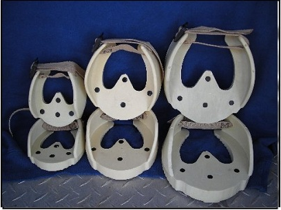 Three sizes of laminitis and founder pads for horses