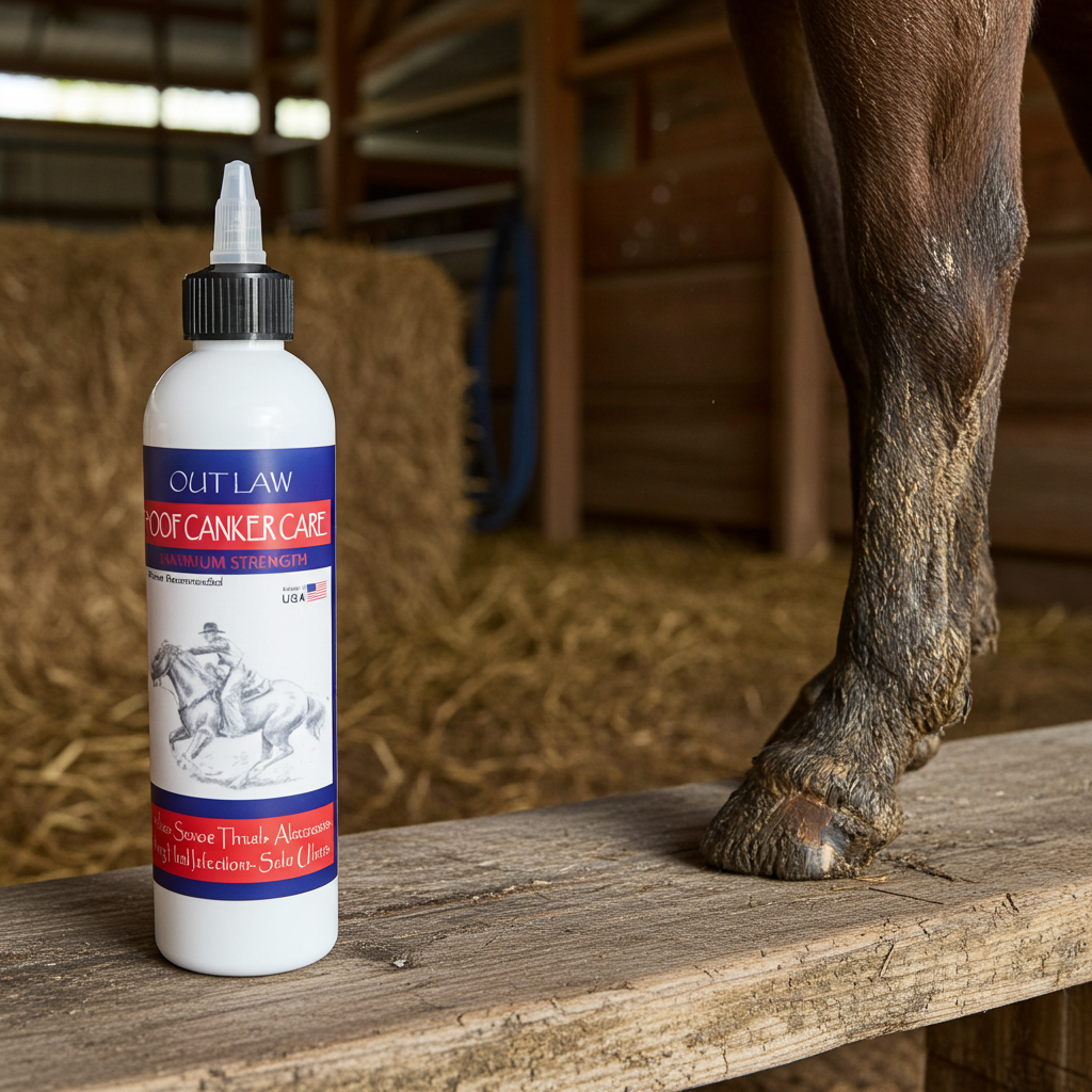 Outlaw Hoof Canker Care for horses 8 0z, Equine Canker, Proliferative pododermatitis in horses, White Line, Severe Thrush