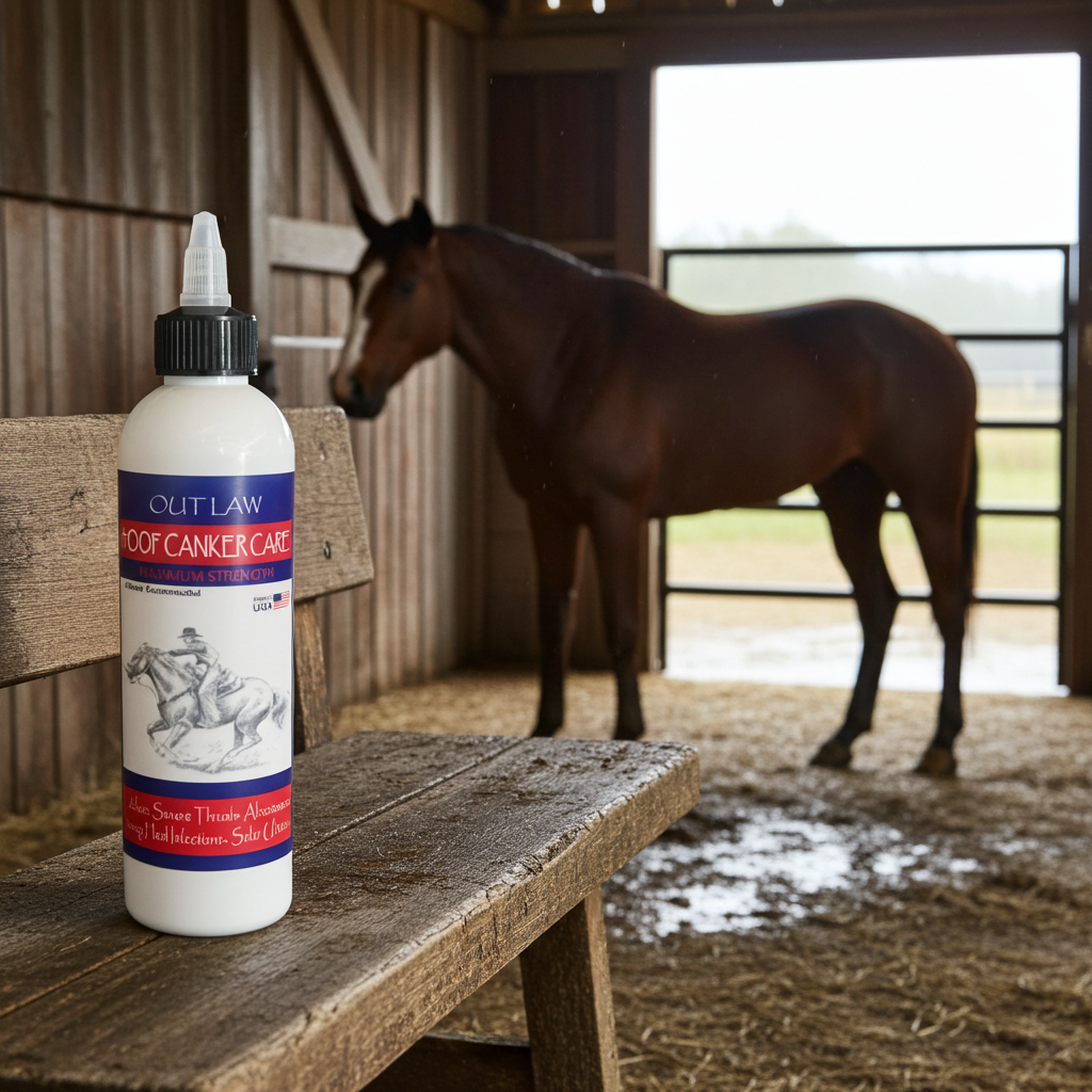 Outlaw Hoof Canker Care for horses 8 0z, Equine Canker, Proliferative pododermatitis in horses, White Line, Severe Thrush