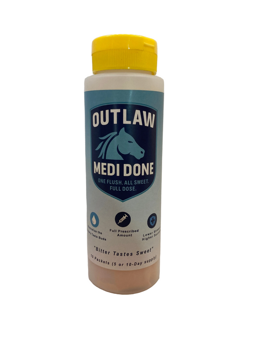 Outlaw Medi‑Done™ Taste Flush for Horses- Equine Flavor Enhancer- Vet recommended- No SUGAR- 10 supply